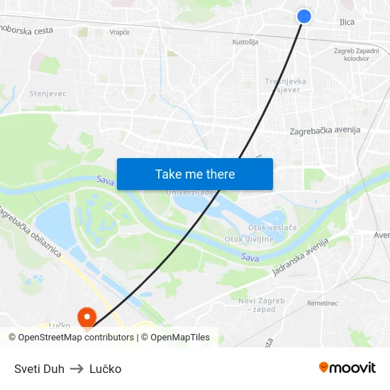 Sveti Duh to Lučko map