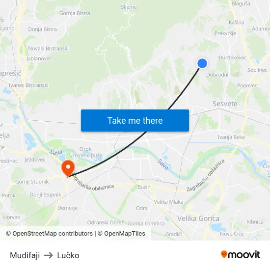 Mudifaji to Lučko map