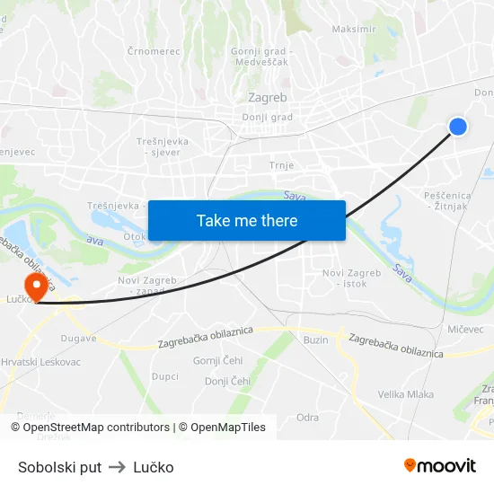 Sobolski put to Lučko map