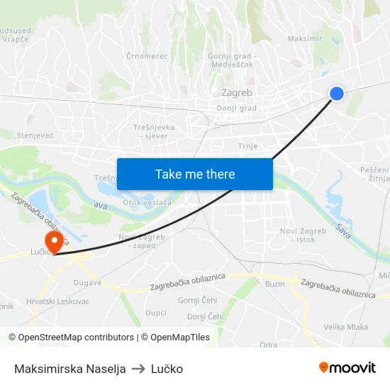 Maksimirska Naselja to Lučko map