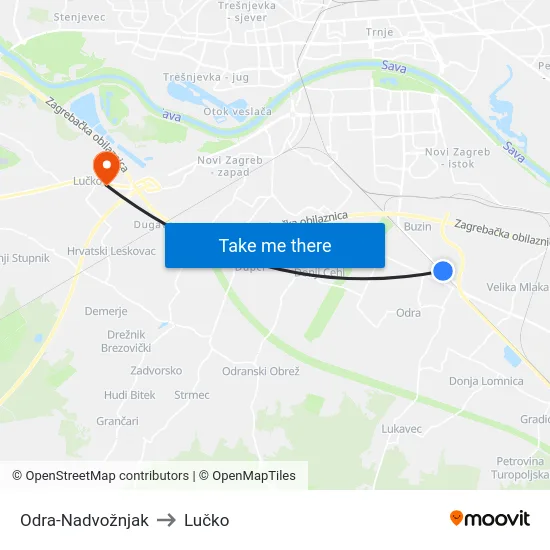 Odra-Nadvožnjak to Lučko map