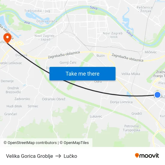 Velika Gorica Groblje to Lučko map