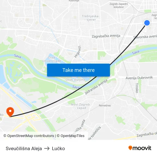 Sveučilišna Aleja to Lučko map