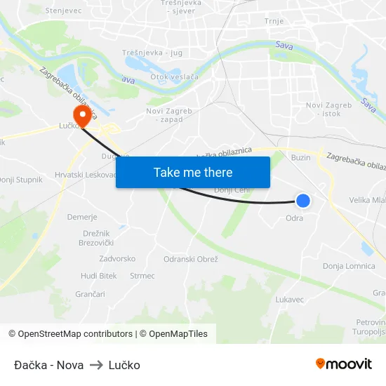 Đačka - Nova to Lučko map