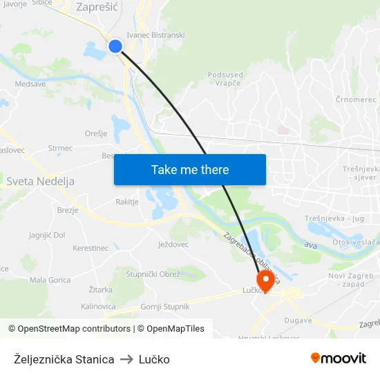 Željeznička Stanica to Lučko map