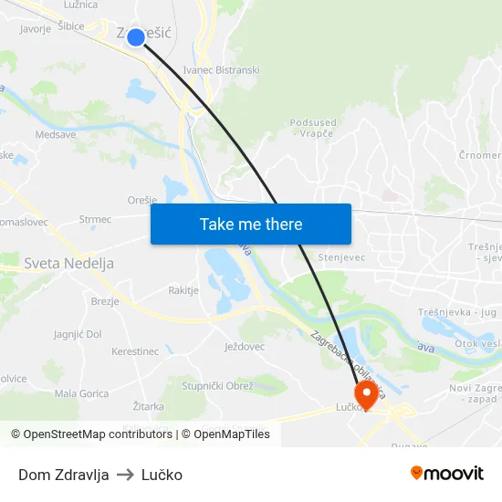 Dom Zdravlja to Lučko map