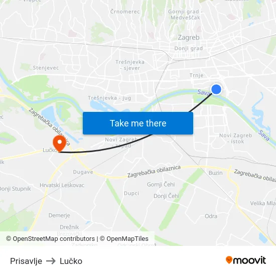 Prisavlje to Lučko map