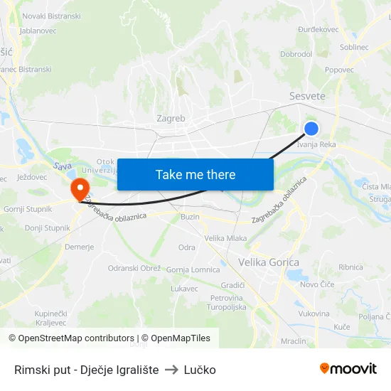Rimski put - Dječje Igralište to Lučko map