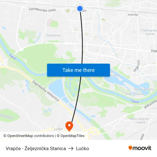 Vrapče - Željeznička Stanica to Lučko map