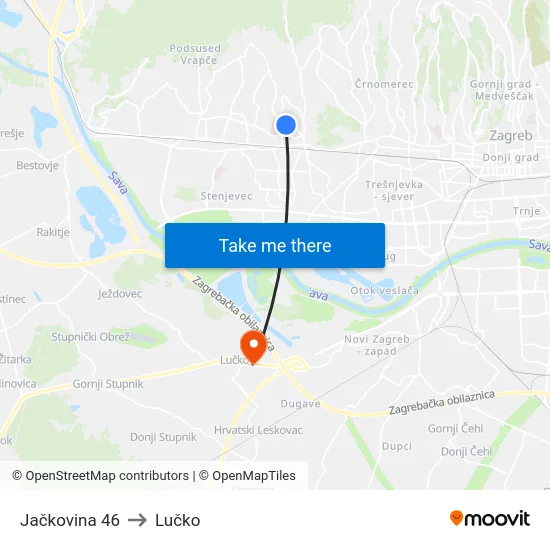 Jačkovina 46 to Lučko map