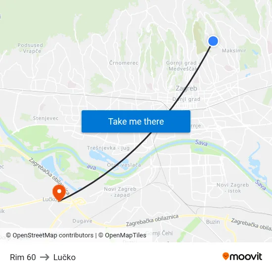 Rim 60 to Lučko map