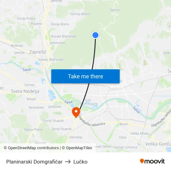 Planinarski Domgrafičar to Lučko map