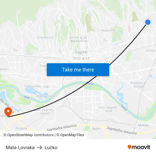 Mate Lovraka to Lučko map