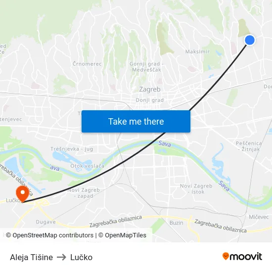 Aleja Tišine to Lučko map