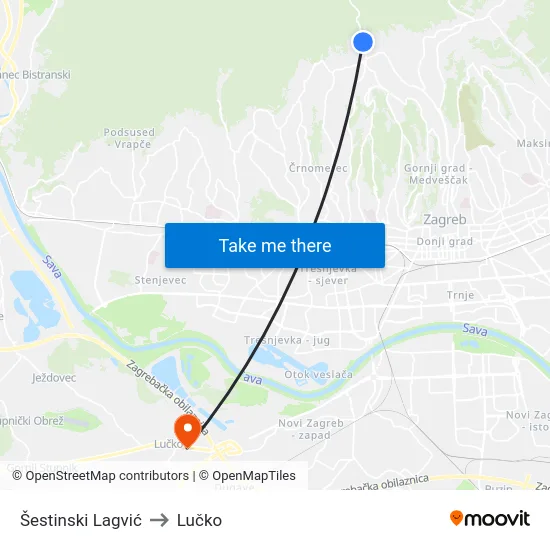 Šestinski Lagvić to Lučko map