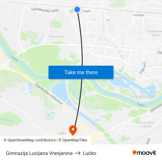 Gimnazija Lucijana Vranjanina to Lučko map