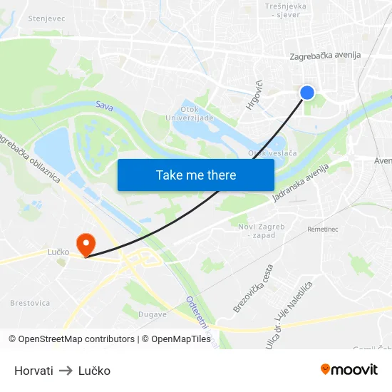 Horvati to Lučko map