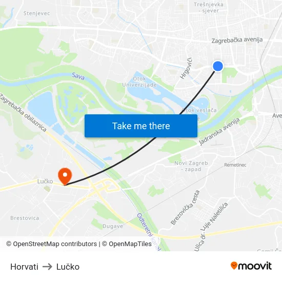 Horvati to Lučko map