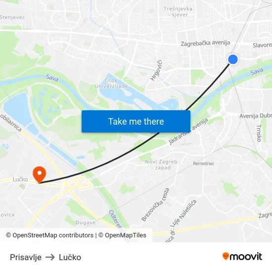 Prisavlje to Lučko map