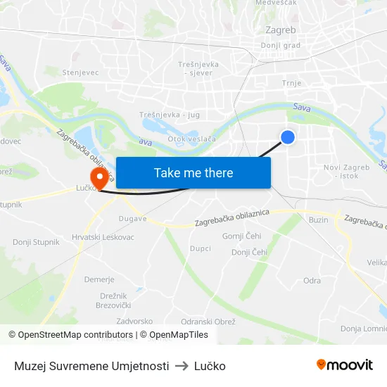 Muzej Suvremene Umjetnosti to Lučko map