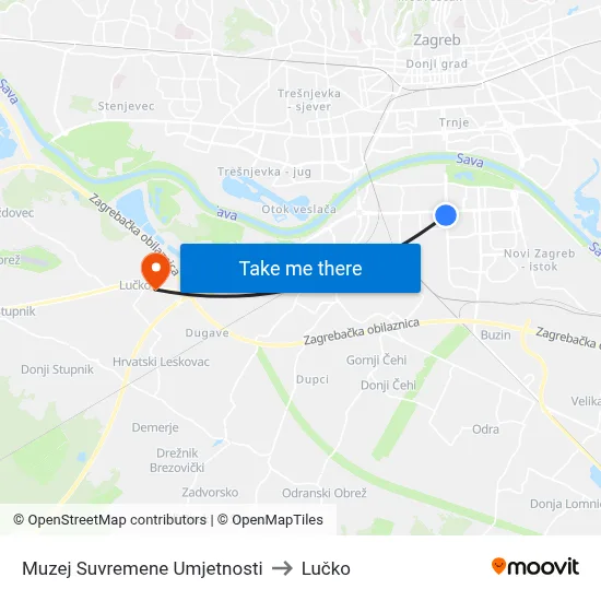 Muzej Suvremene Umjetnosti to Lučko map