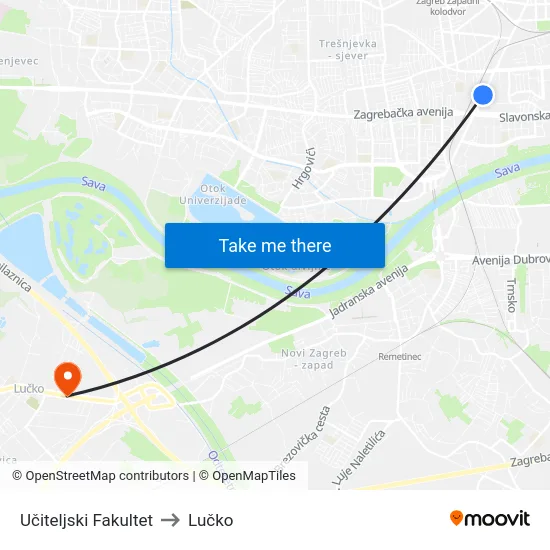 Učiteljski Fakultet to Lučko map