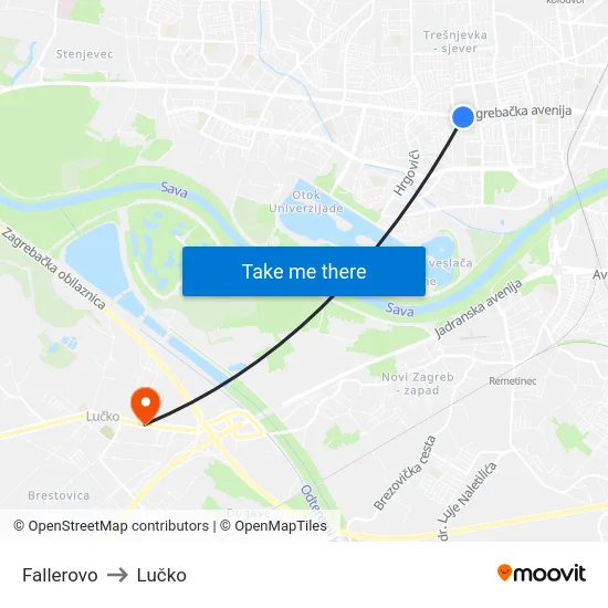 Fallerovo to Lučko map