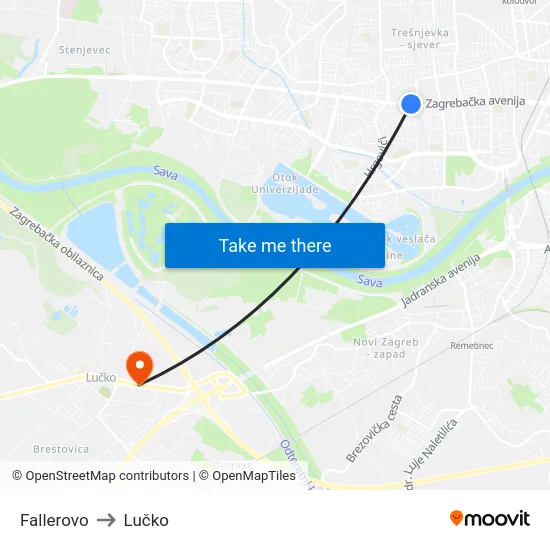 Fallerovo to Lučko map