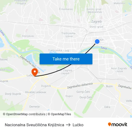 Nacionalna Sveučilična Knjižnica to Lučko map