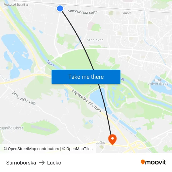 Samoborska to Lučko map