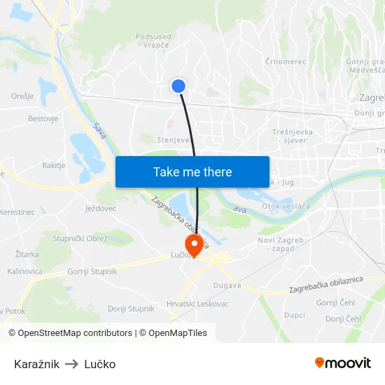 Karažnik to Lučko map