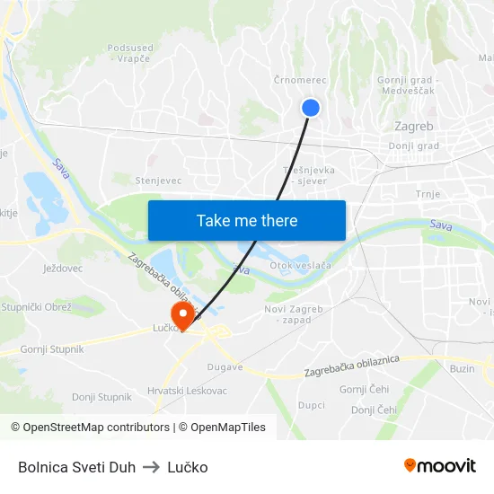 Bolnica Sveti Duh to Lučko map