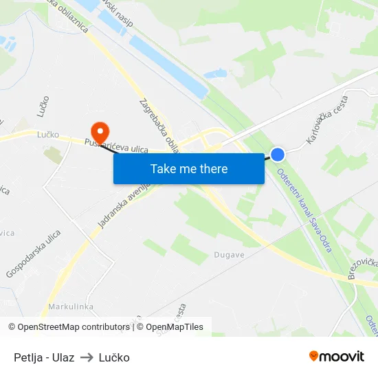 Petlja - Ulaz to Lučko map