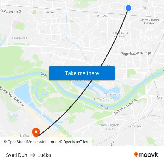 Sveti Duh to Lučko map