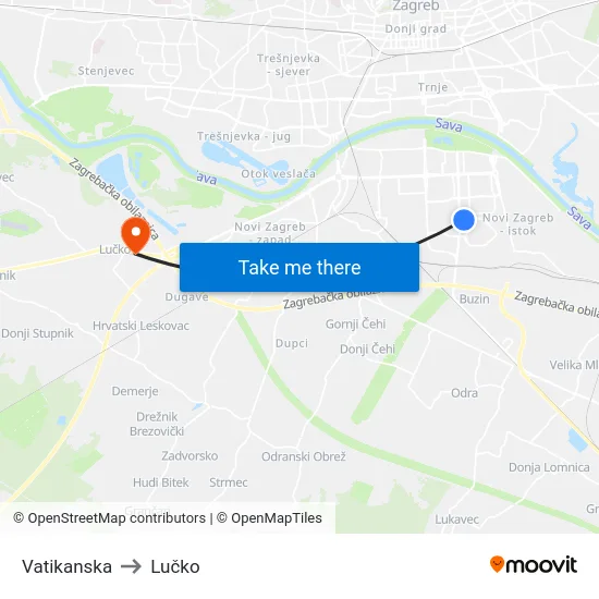 Vatikanska to Lučko map