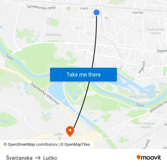 Švarčanska to Lučko map