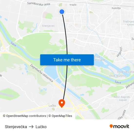 Stenjevečka to Lučko map