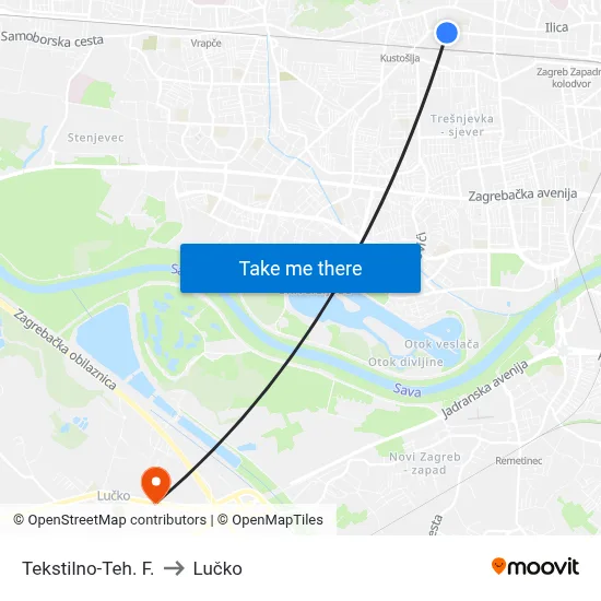 Tekstilno-Teh. F. to Lučko map