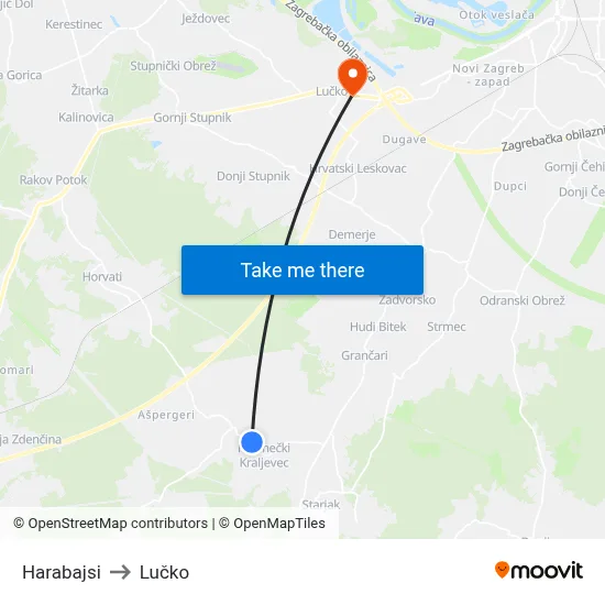 Harabajsi to Lučko map