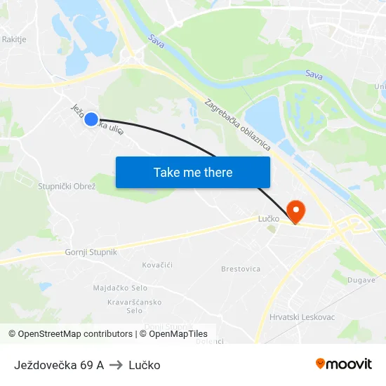 Ježdovečka 69 A to Lučko map