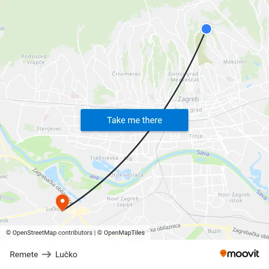 Remete to Lučko map