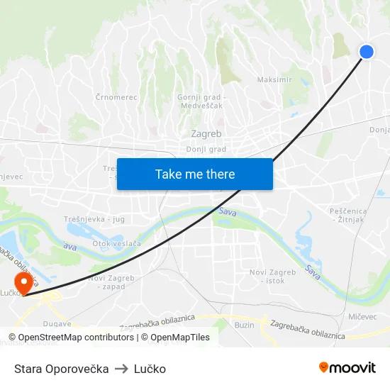 Stara Oporovečka to Lučko map