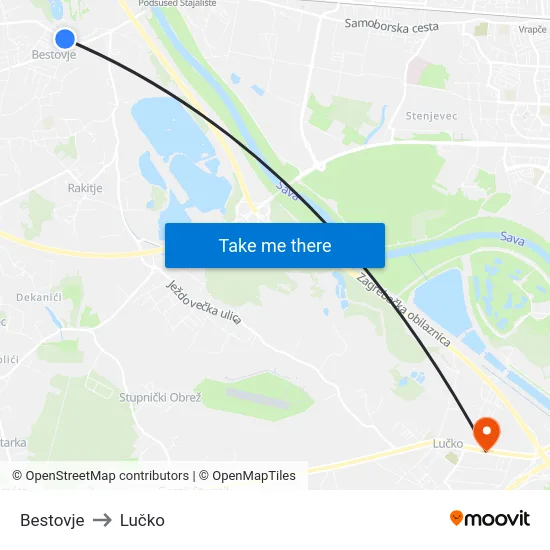 Bestovje to Lučko map