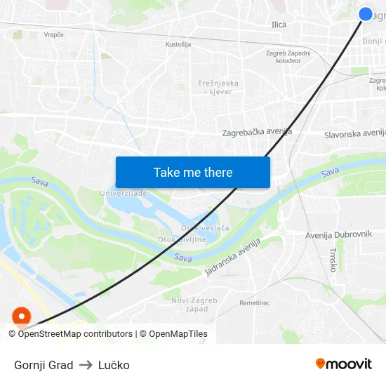 Gornji Grad to Lučko map