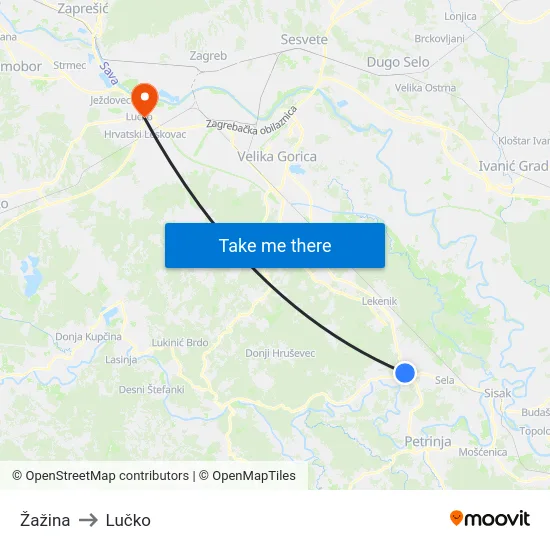 Žažina to Lučko map