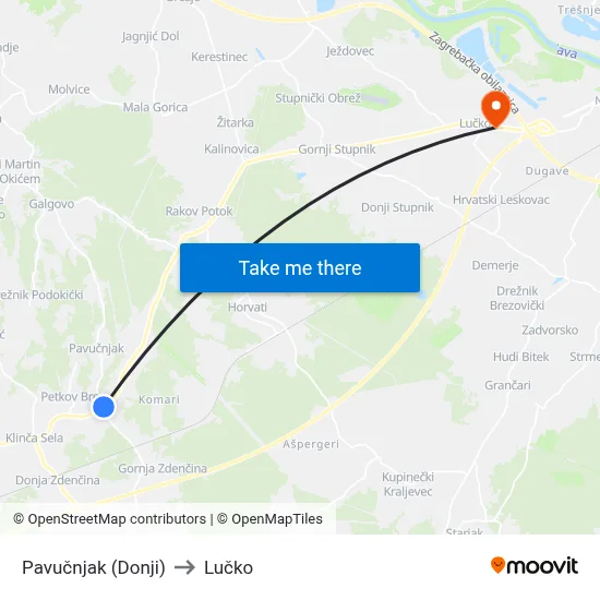 Pavučnjak (Donji) to Lučko map