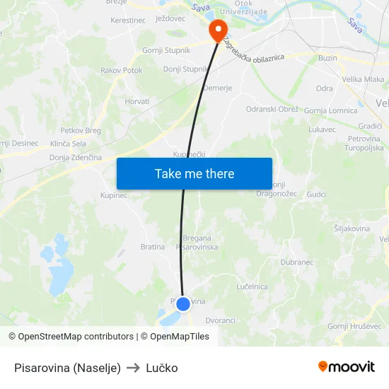 Pisarovina (Naselje) to Lučko map