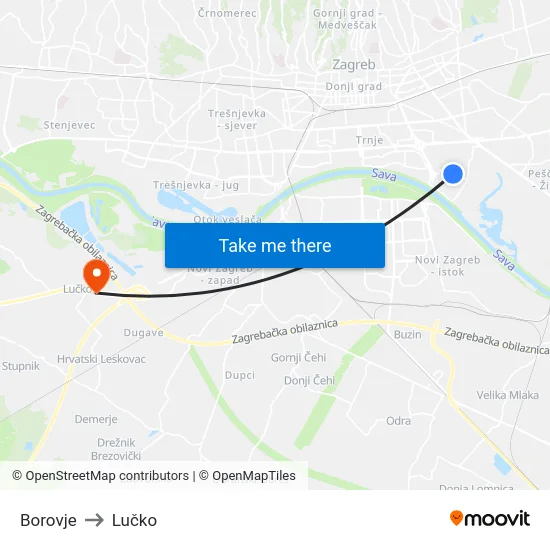 Borovje to Lučko map