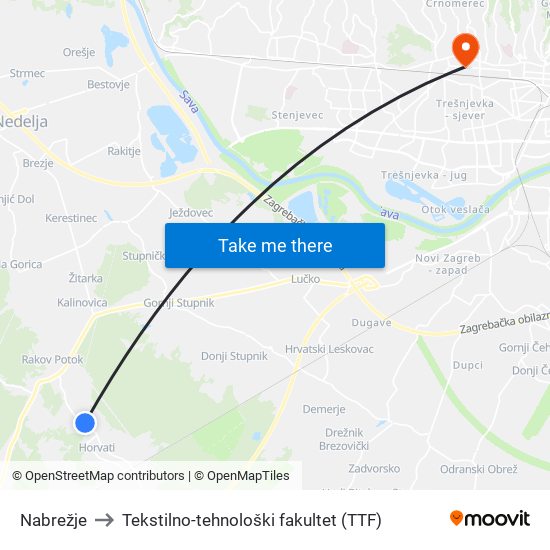 Nabrežje to Tekstilno-tehnološki fakultet (TTF) map