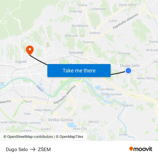 Dugo Selo to ZŠEM map